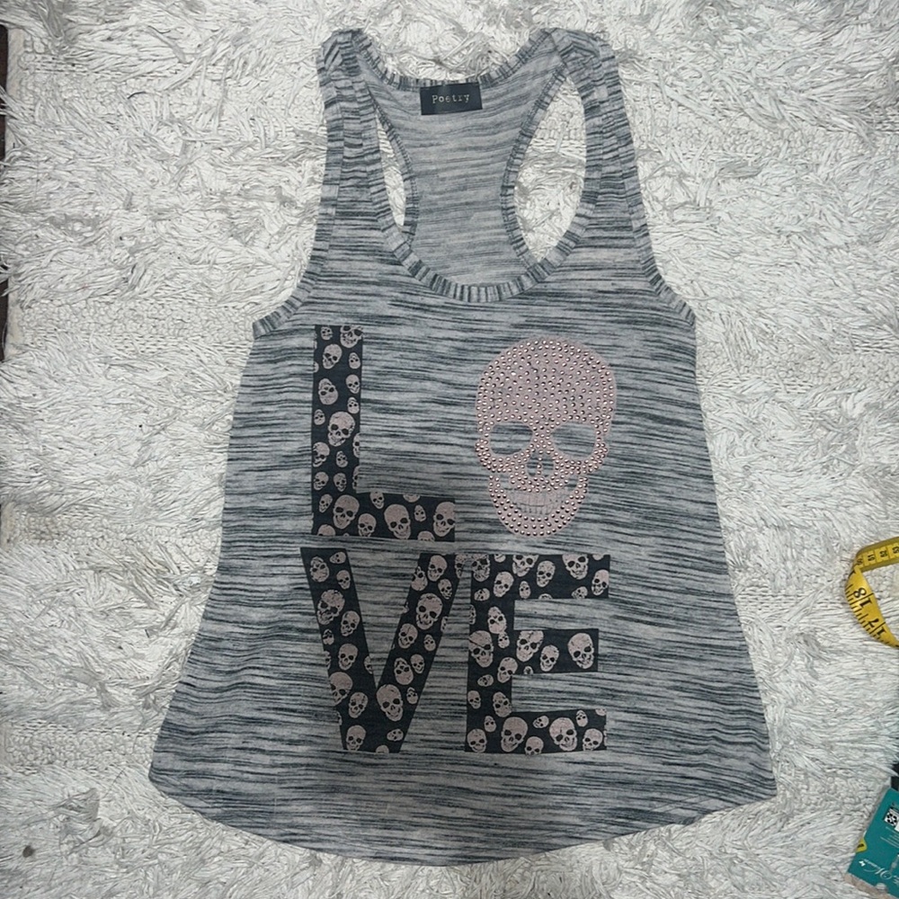 Y2k mcbling skull tank top